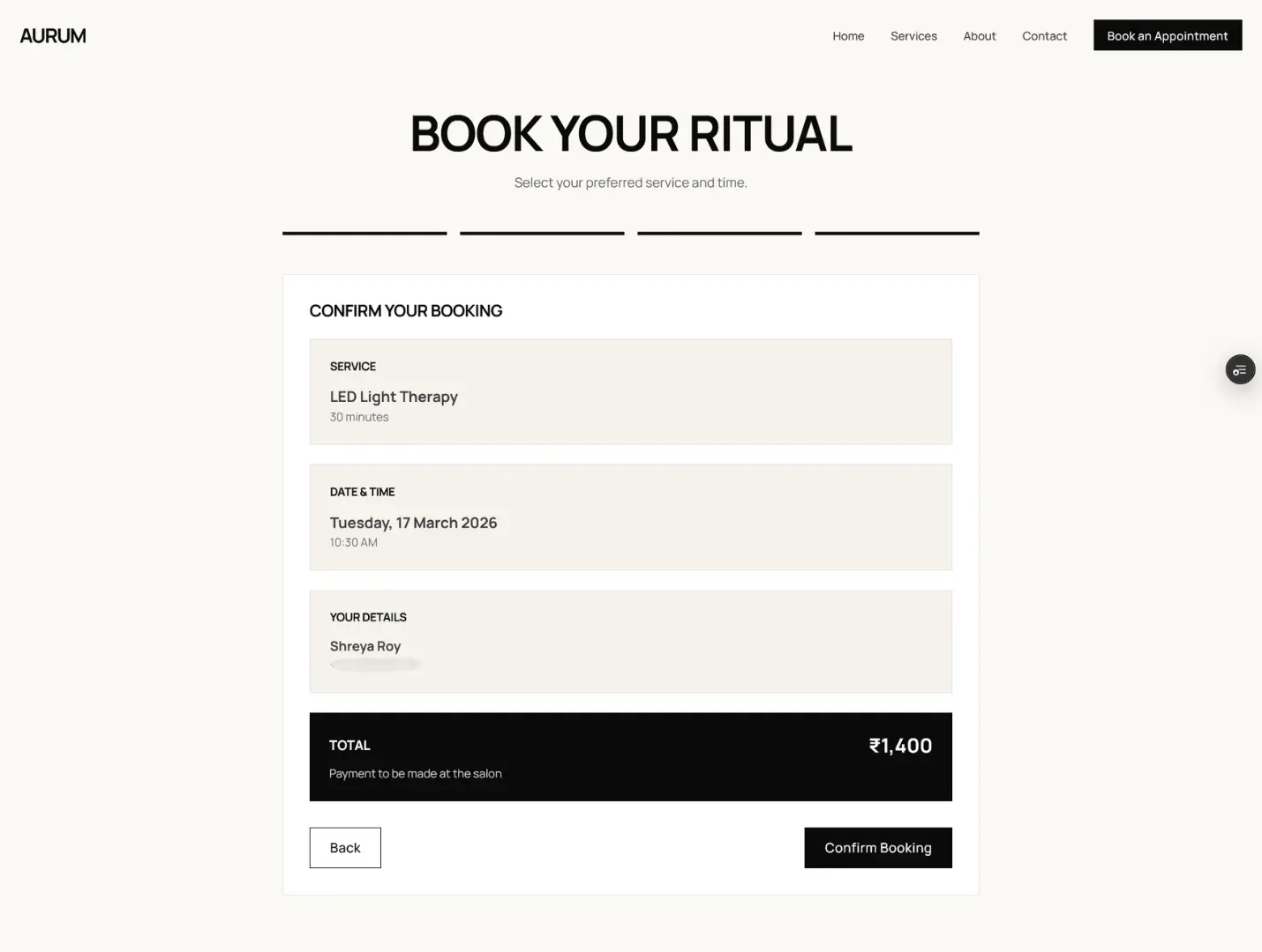 Booking capture interface showing incoming customer inquiries organized in a structured dashboard